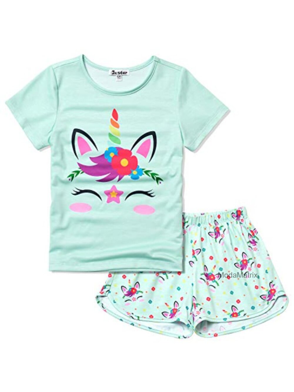 Girls Unicorn Cotton Pajama Set Short Sleeve Sleepwear Toddler